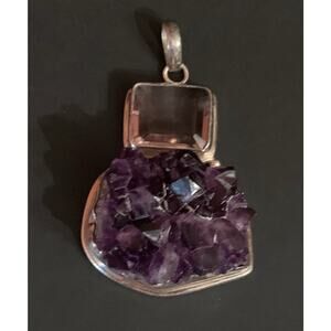 Purple Raw Amethyst Sterling Silver Pendant